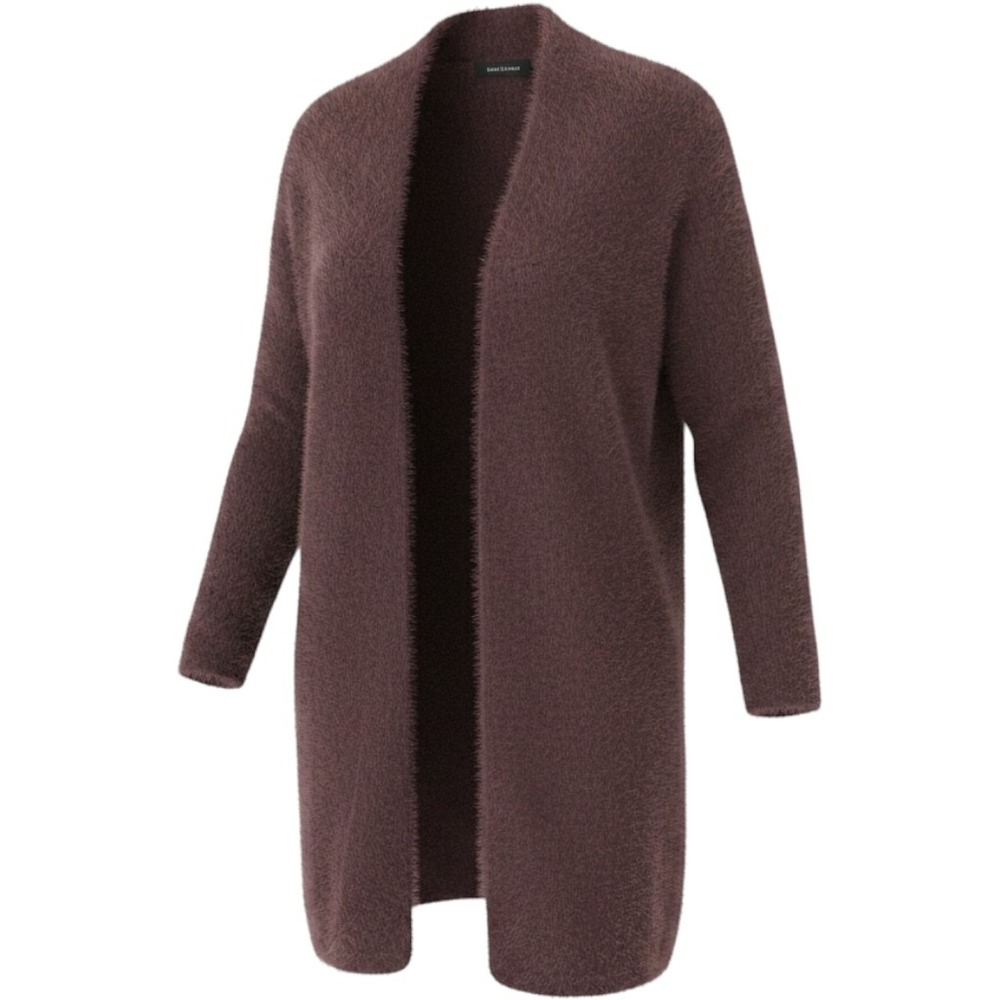 Ann Taylor Eyelash Knit Cardigan Womens M Brown Excellent Open Front Longline